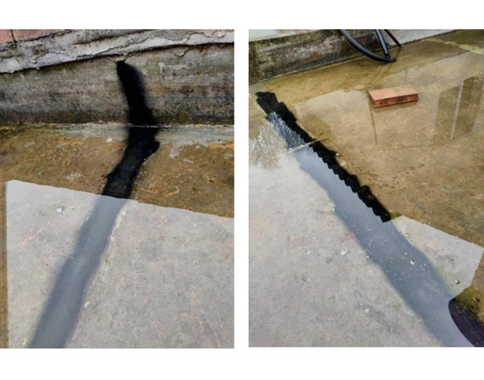 常見(jiàn)蓄水的樓頂，用三元乙丙橡膠防水涂料，完美修復(fù)